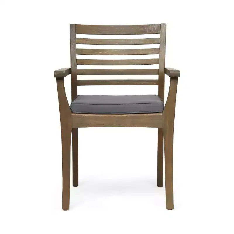 Christopher Knight Home Irish Rustic 7 Piece Patio Acacia Wood Dining Set with Cushions