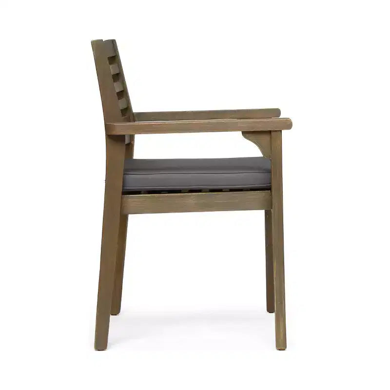 Christopher Knight Home Irish Rustic 7 Piece Patio Acacia Wood Dining Set with Cushions