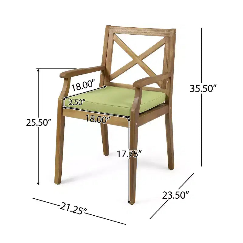 Christopher Knight Home Mille Salle à Manger d'Extérieur Rustique 7 Pièces en Bois d'Acacia avec Coussins