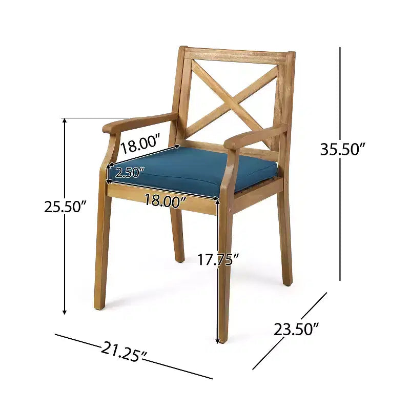 Christopher Knight Home Mille Salle à Manger d'Extérieur Rustique 7 Pièces en Bois d'Acacia avec Coussins