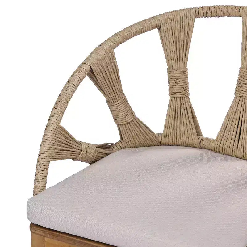 Christopher Knight Home Hendry 7 Piece Boho Outdoor Acacia Wood Wicker Dining Set with Slatted Table