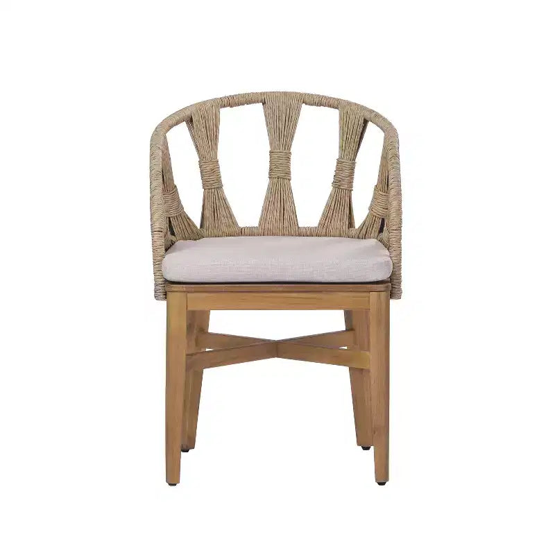 Christopher Knight Home Ferb 7 Piece Boho Outdoor Acacia Wood Wicker Dining Set with Cushions