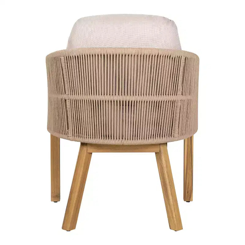Christopher Knight Home Visola 9 Piece Boho Acacia Wood Rope Dining Seating Set with Slatted Table and Cushions