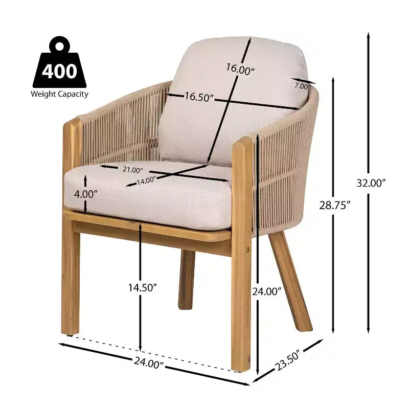Christopher Knight Home Visola 9 Piece Boho Acacia Wood Rope Dining Seating Set with Slatted Table and Cushions