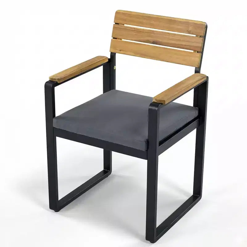 GDFStudio Elvira Patio Modern 6-Piece Acacia Wood Dining Set with Table, 4 Cushioned Chairs and Bench