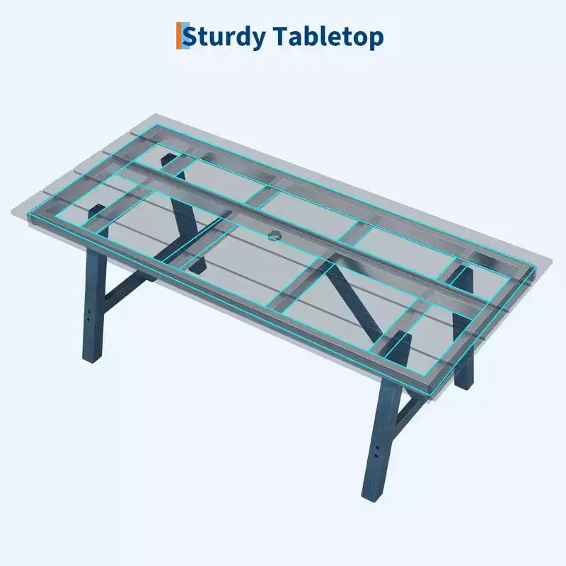 Ensemble de salle à manger extérieur 5 pièces pour 4 personnes, mobilier de patio en PEHD toutes saisons avec trou pour parasol, chaises sans accoudoirs modernes pour jardin et terrasse