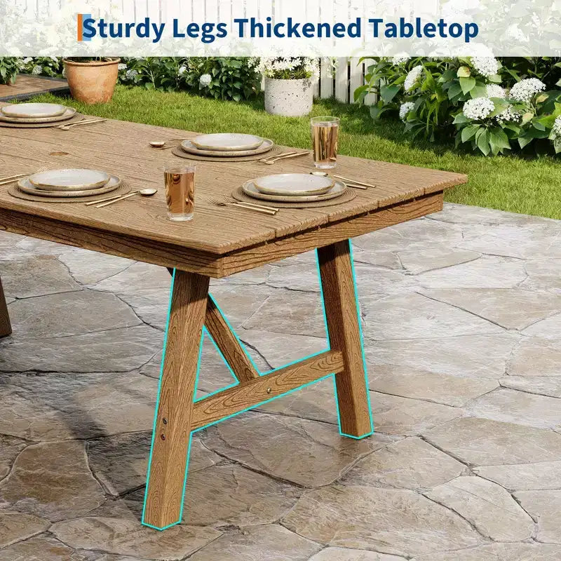 Ensemble de salle à manger extérieur 5 pièces pour 4 personnes, mobilier de patio en PEHD toutes saisons avec trou pour parasol, chaises sans accoudoirs modernes pour jardin et terrasse