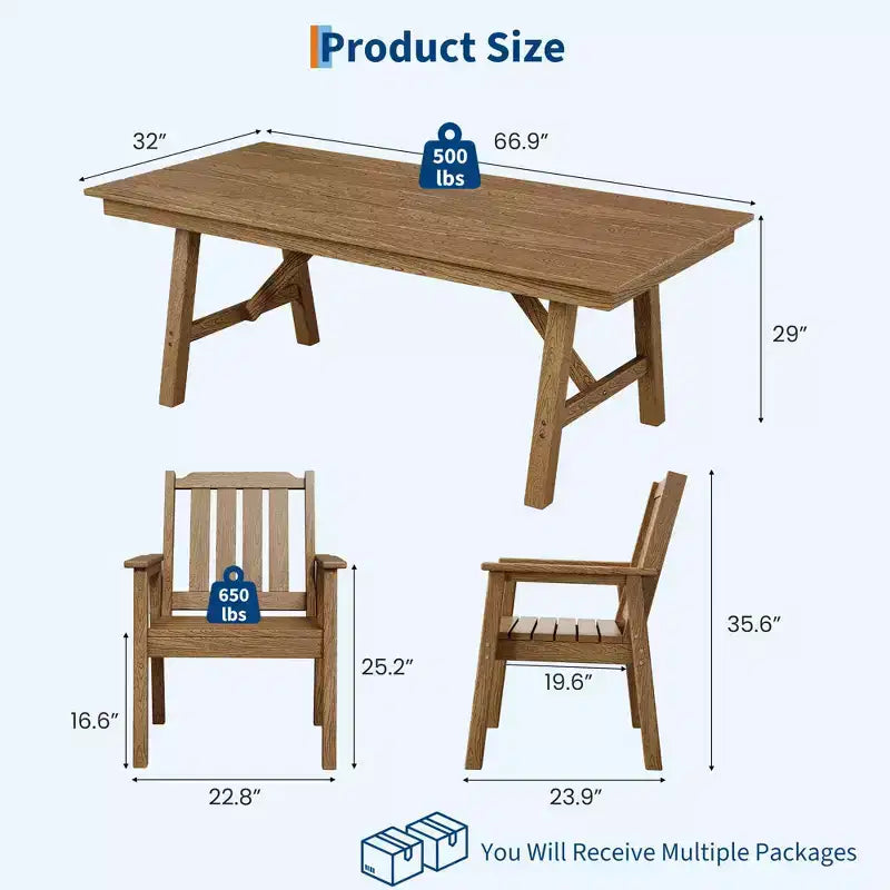 Ensemble de salle à manger extérieur 5 pièces pour 4 personnes, mobilier de patio en PEHD toutes saisons avec trou pour parasol, chaises sans accoudoirs modernes pour jardin et terrasse