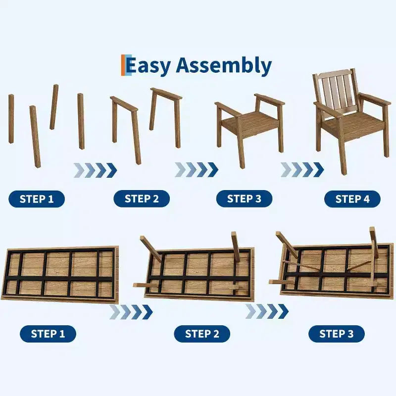 Ensemble de salle à manger extérieur 5 pièces pour 4 personnes, mobilier de patio en PEHD toutes saisons avec trou pour parasol, chaises sans accoudoirs modernes pour jardin et terrasse