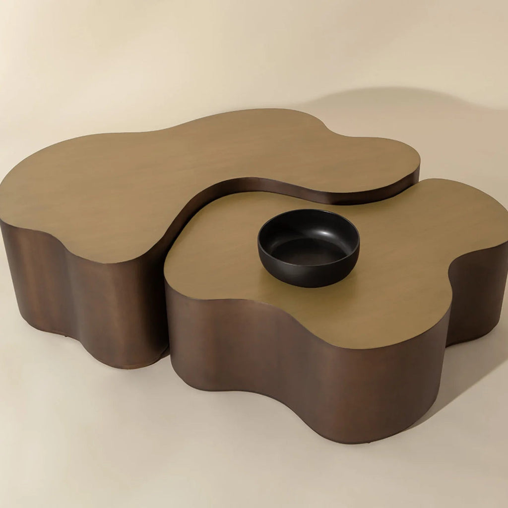 Modern Powder-Coated Aluminum Coffee Table with Sculptural | Powder-Coated Finish