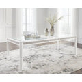Mesa de comedor extensible rectangular blanca/verde, con capacidad para 10 personas