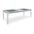 Mesa de comedor extensible rectangular blanca/verde, con capacidad para 10 personas