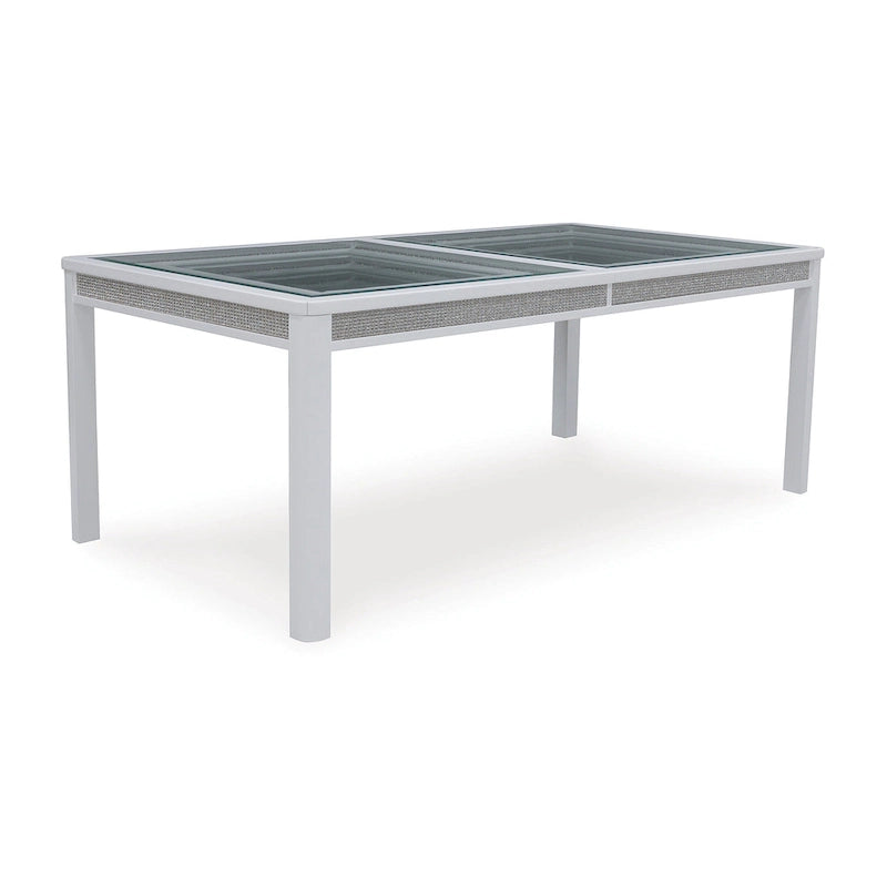 Mesa de comedor extensible rectangular blanca/verde, con capacidad para 10 personas