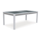 Mesa de comedor extensible rectangular blanca/verde, con capacidad para 10 personas