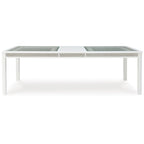 Mesa de comedor extensible rectangular blanca/verde, con capacidad para 10 personas
