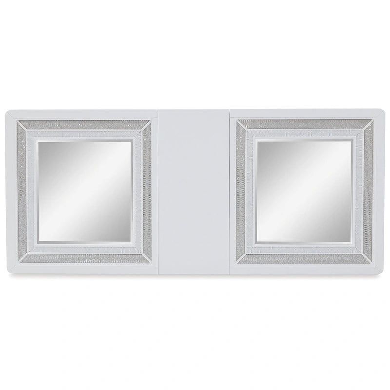 Mesa de comedor extensible rectangular blanca/verde, con capacidad para 10 personas