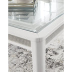 Mesa de comedor extensible rectangular blanca/verde, con capacidad para 10 personas