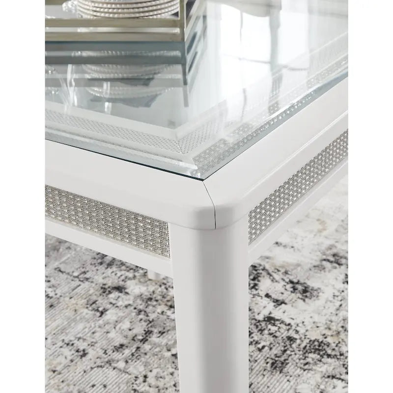 Mesa de comedor extensible rectangular blanca/verde, con capacidad para 10 personas