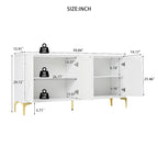 Creative carved 4-door Sideboard Handleless Press-to-Open Design Buffet Cabinet for Dining Room,Living Room, Bedroom, Hallway