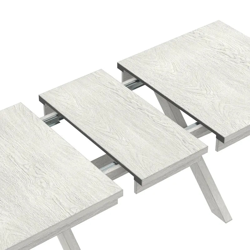 VECELO Juego de Mesa de Comedor con Banco, Mesa de Comedor Rectangular Extensible de Madera Maciza y 4 Sillas de Comedor de Madera Maciza