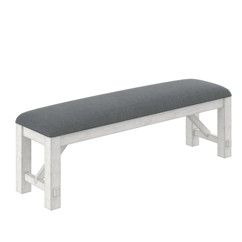 VECELO Juego de Mesa de Comedor con Banco, Mesa de Comedor Rectangular Extensible de Madera Maciza y 4 Sillas de Comedor de Madera Maciza