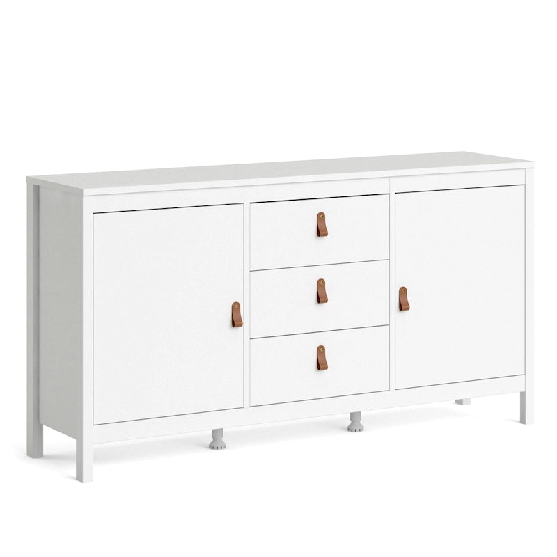 Aparador de 2 puertas y 3 cajones en negro mate/blanco/madera Jackson Hickory – Estilo escandinavo, montaje para 2 personas