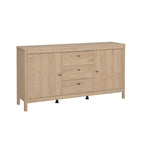 Aparador de 2 puertas y 3 cajones en negro mate/blanco/madera Jackson Hickory – Estilo escandinavo, montaje para 2 personas