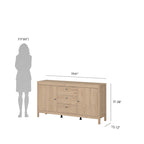 Aparador de 2 puertas y 3 cajones en negro mate/blanco/madera Jackson Hickory – Estilo escandinavo, montaje para 2 personas