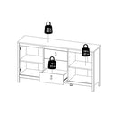 Aparador de 2 puertas y 3 cajones en negro mate/blanco/madera Jackson Hickory – Estilo escandinavo, montaje para 2 personas