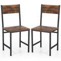 Juego de 2 sillas de comedor Gymax con patas de metal, respaldo inclinado y asiento ancho para