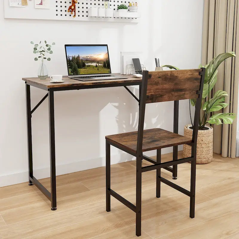 Juego de 2 sillas de comedor Gymax con patas de metal, respaldo inclinado y asiento ancho para