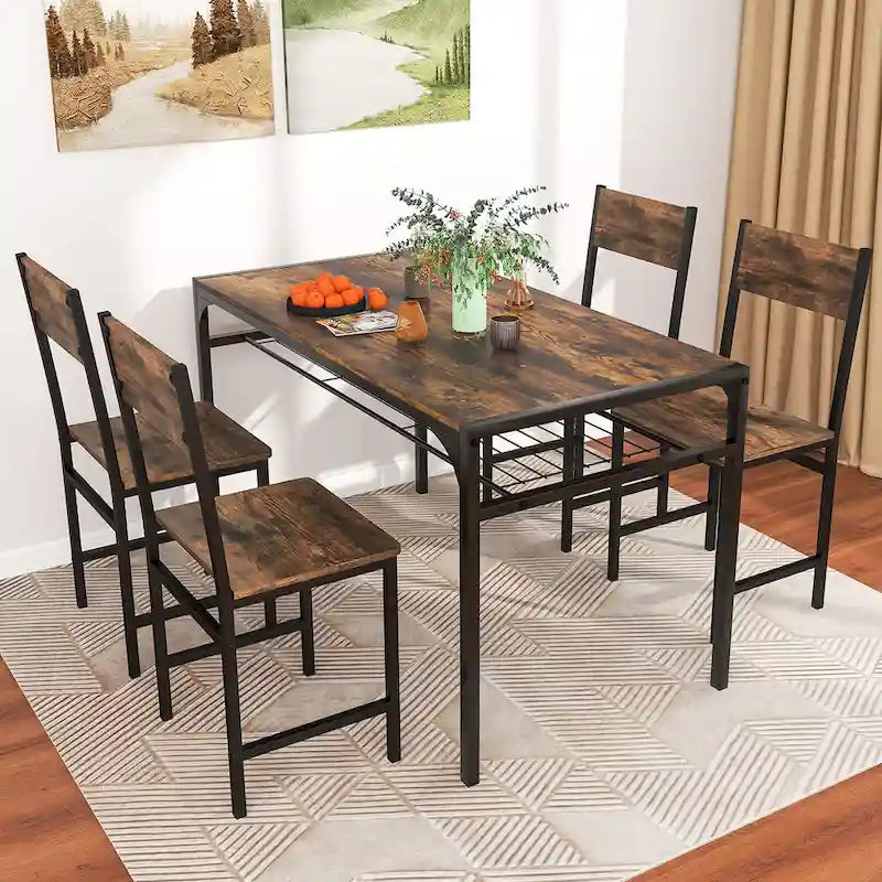 Juego de 2 sillas de comedor Gymax con patas de metal, respaldo inclinado y asiento ancho para