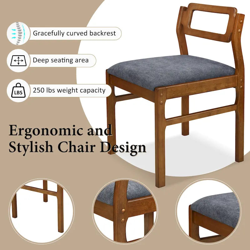 Juego de mesa y sillas de comedor de madera extensible, juego de mesa y sillas de comedor moderno de mediados de siglo con 2 hojas abatibles y estante de almacenamiento