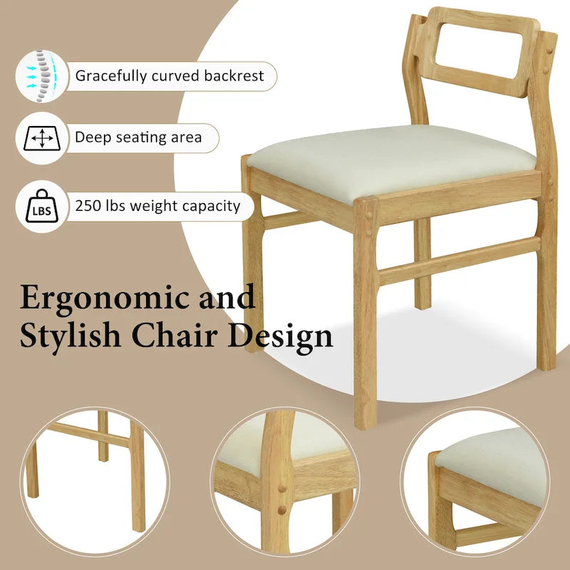 Juego de mesa y sillas de comedor de madera extensible, juego de mesa y sillas de comedor moderno de mediados de siglo con 2 hojas abatibles y estante de almacenamiento