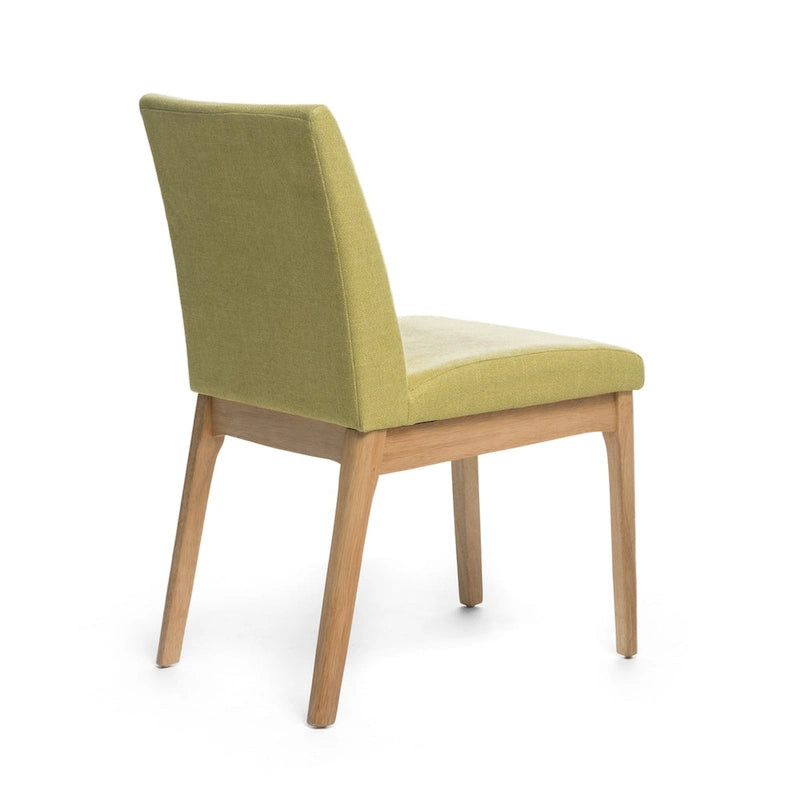 Juego de 2 sillas de comedor, respaldo y asiento modernos acolchados en verde, patas marrones