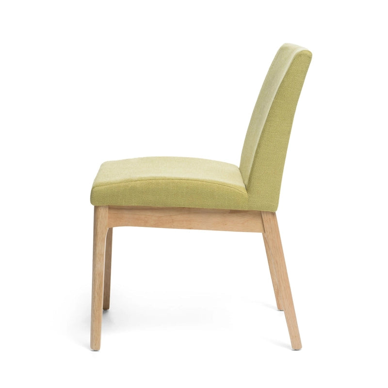Juego de 2 sillas de comedor, respaldo y asiento modernos acolchados en verde, patas marrones