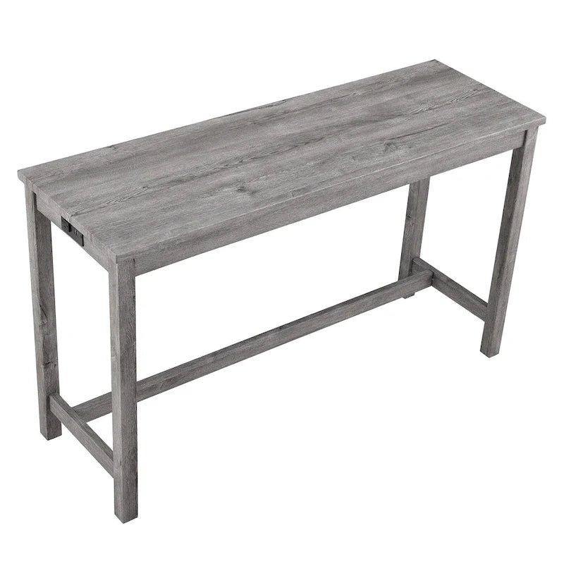 Juego de mesa y 3 taburetes de bar con toma de corriente, desayunador de cocina, juego de mesa y sillas de comedor de madera
