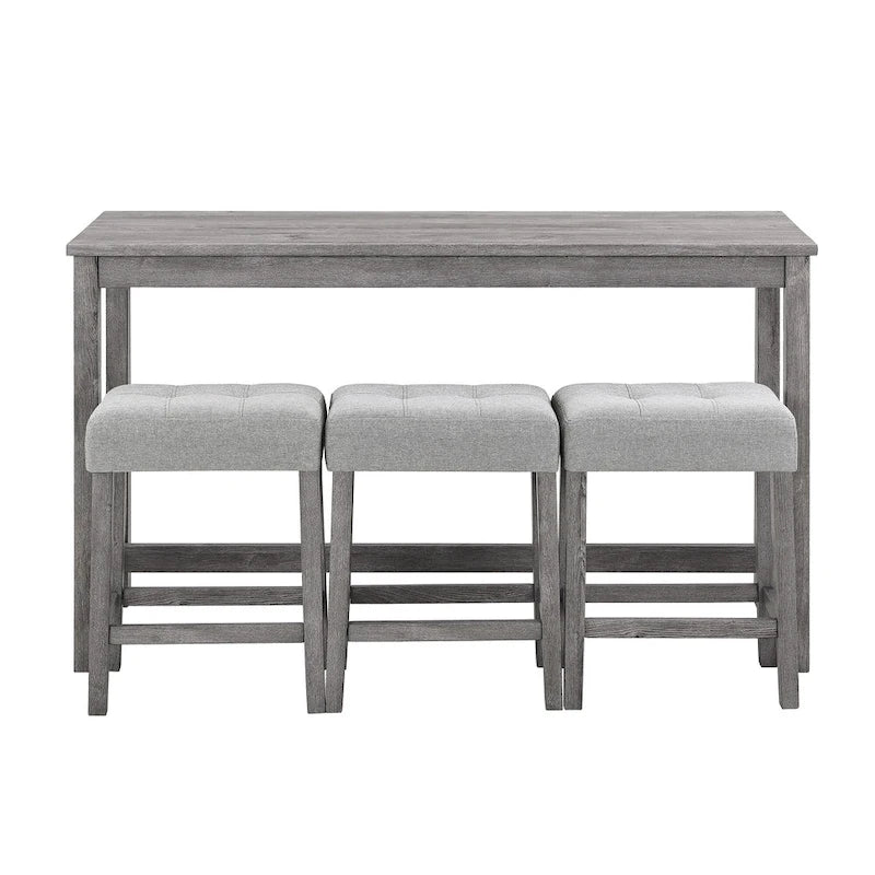 Juego de mesa y 3 taburetes de bar con toma de corriente, desayunador de cocina, juego de mesa y sillas de comedor de madera