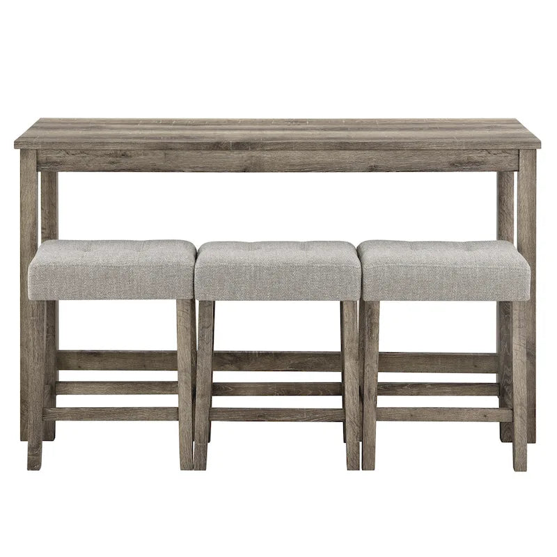 Juego de mesa y 3 taburetes de bar con toma de corriente, desayunador de cocina, juego de mesa y sillas de comedor de madera