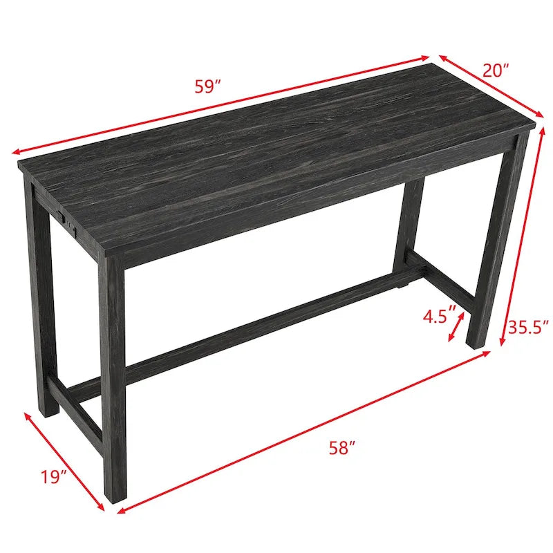 Juego de mesa y 3 taburetes de bar con toma de corriente, desayunador de cocina, juego de mesa y sillas de comedor de madera