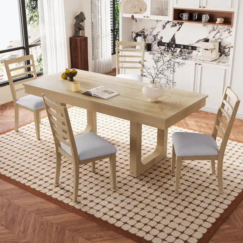 Mesa de comedor extensible de granja marrón, capacidad para 4 a 8 personas