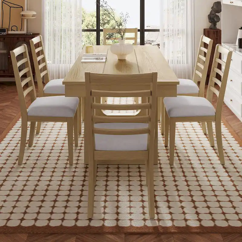 Mesa de comedor extensible de granja marrón, capacidad para 4 a 8 personas