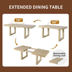 Mesa de comedor extensible de granja marrón, capacidad para 4 a 8 personas