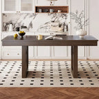 Mesa de comedor extensible de granja marrón, capacidad para 4 a 8 personas