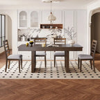 Mesa de comedor extensible de granja marrón, capacidad para 4 a 8 personas