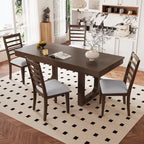 Mesa de comedor extensible de granja marrón, capacidad para 4 a 8 personas