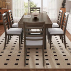 Mesa de comedor extensible de granja marrón, capacidad para 4 a 8 personas