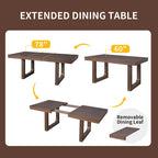 Mesa de comedor extensible de granja marrón, capacidad para 4 a 8 personas