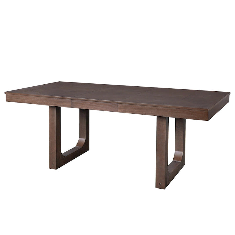 Mesa de comedor extensible de granja marrón, capacidad para 4 a 8 personas