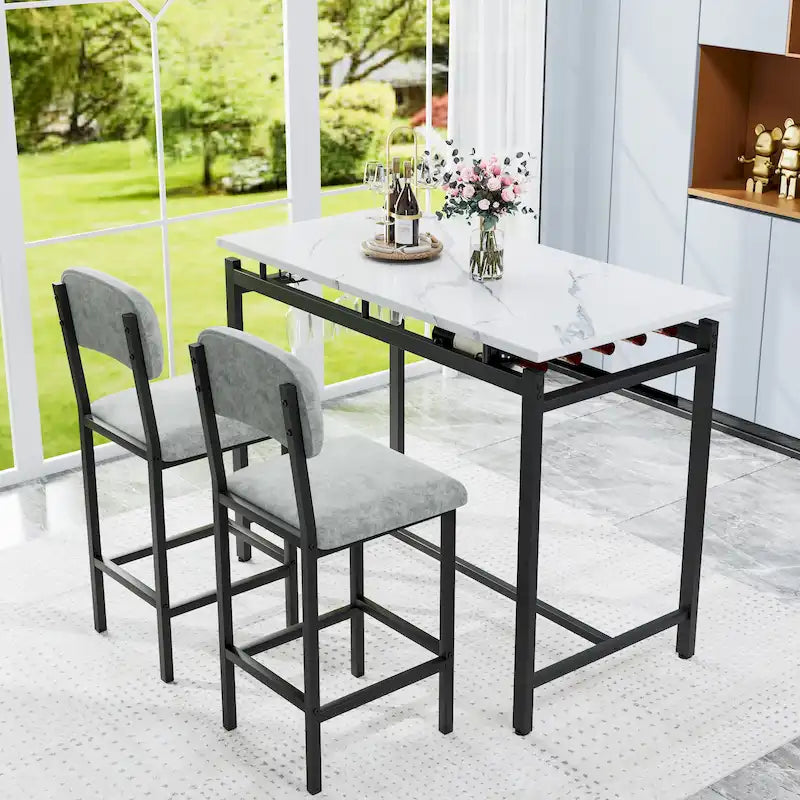 Ensemble de salle à manger 3 pièces de style moderne avec table rectangulaire et 2 chaises de salle à manger rembourrées
